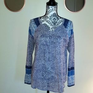 Lucky brand  boho to sz s blue and white
